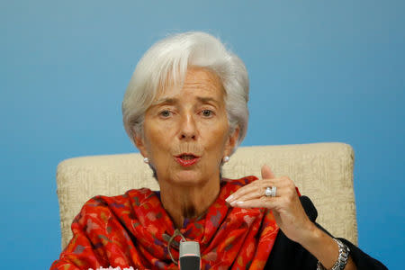 International Monetary Fund (IMF) Managing Director Christine Lagarde attends a news briefing after the Third Round Table Dialogue in Beijing, November 6, 2018. REUTERS/Thomas Peter/Pool