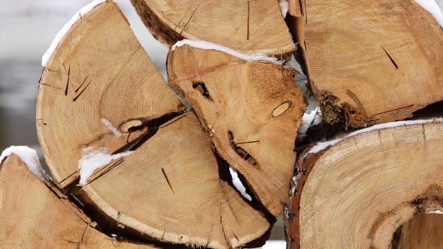 Pieces of firewood stacked