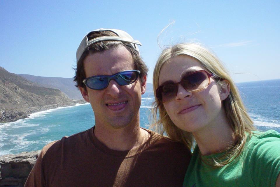 The author and her husband on a beach in 2004