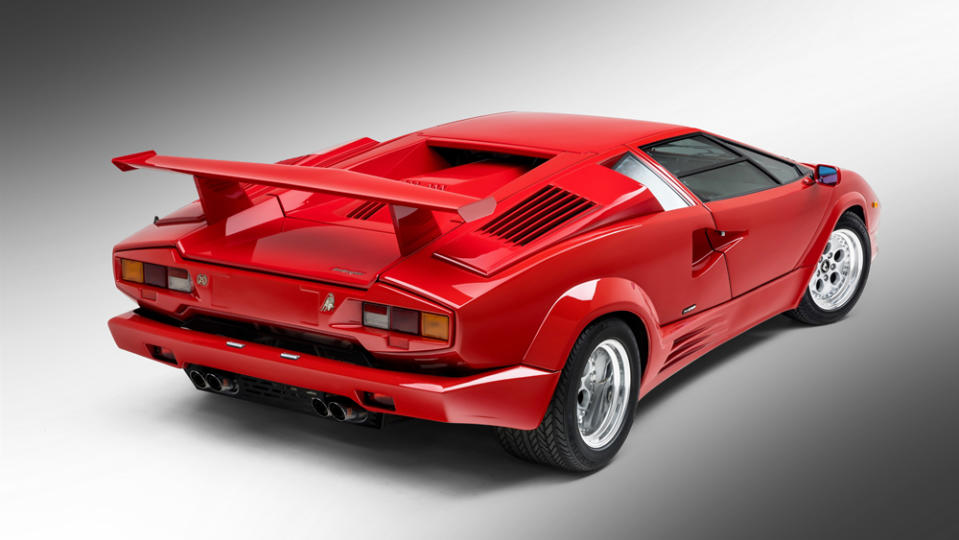 A 1989 Lamborghini Countach 25th Anniversary supercar.