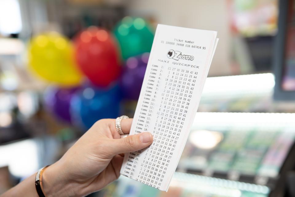 An Oz Lotto ticket. A NSW resident has won $40 million after claiming draw  1329's division one prize on Tuesday night.