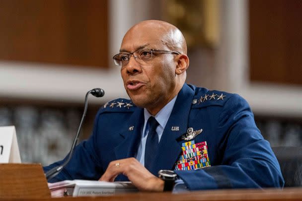 PHOTO: Air Force Chief of Staff Gen. Charles Brown Jr., speaks during a Senate Armed Services budget hearing on Capitol Hill in Washington, May 2, 2023. (Andrew Harnik/AP, FILE)