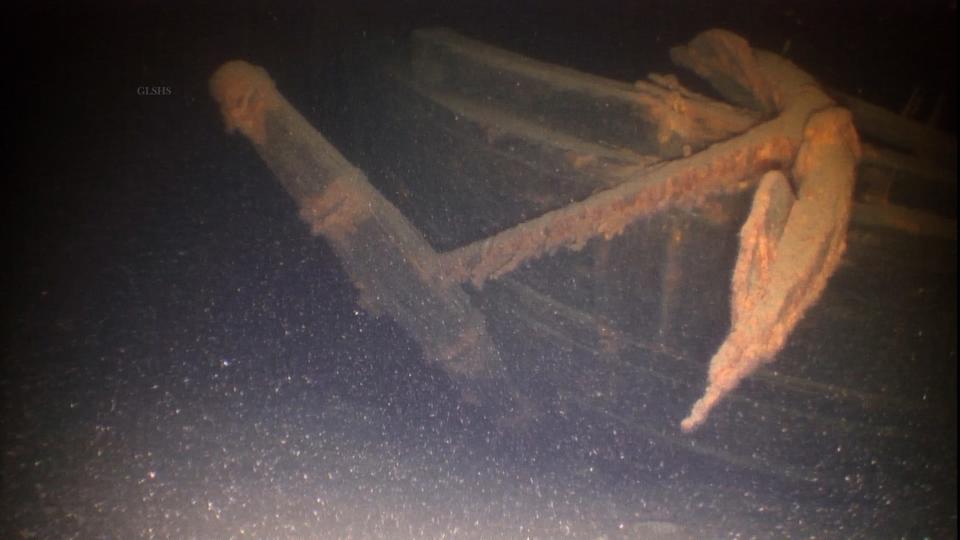 An anchor from the Nucleus, a ship that sank in Lake Superior, but was found by the the Great Lakes Shipwreck Historical Society in Paradise.