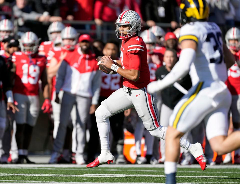 Ohio State quarterback C.J. Stroud has completed 235 of 355 pass attempts this season for 3,340 yards and 37 touchdowns.