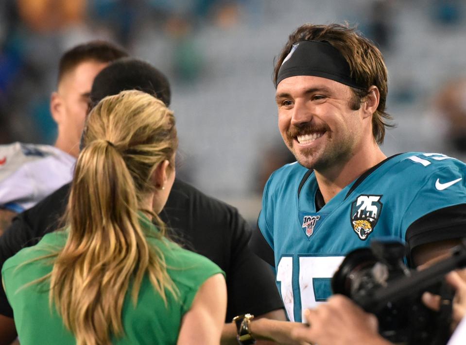 Former Jaguars quarterback Gardner Minshew was all smiles after leading the Jaguars to a 20-7 victory over Tennessee on Sept. 19, 2019 at TIAA Bank Field, the last time the Jags won on Thursday night.