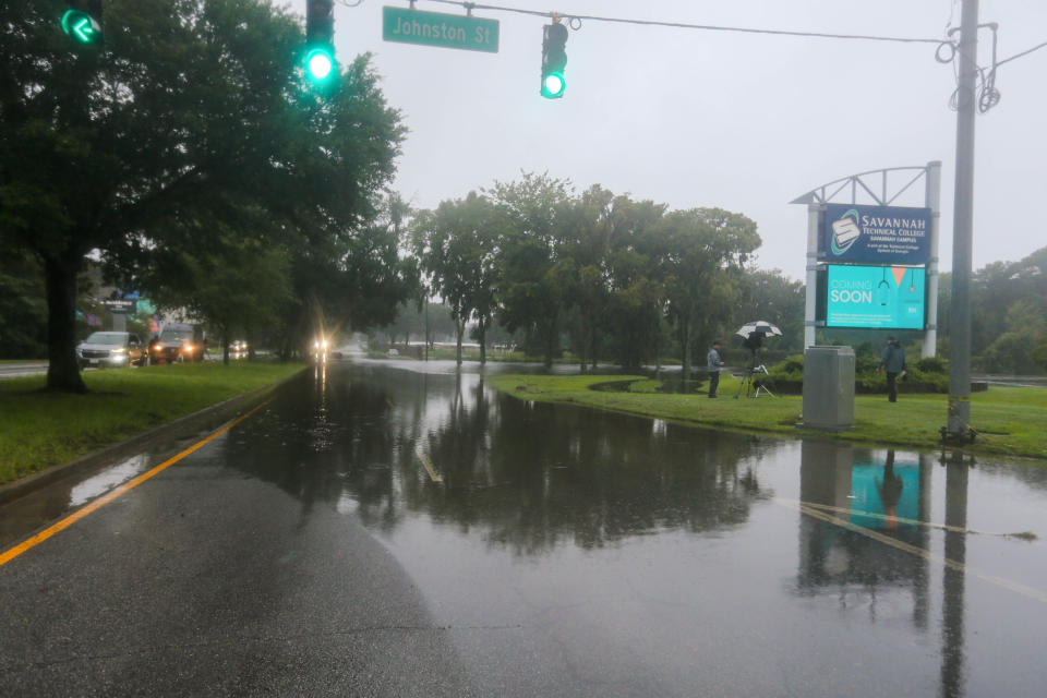 Flooding occurred along White Bluff Road near Savannah Technical College on Tuesday, August 6, 2024 during Tropical Storm Debby