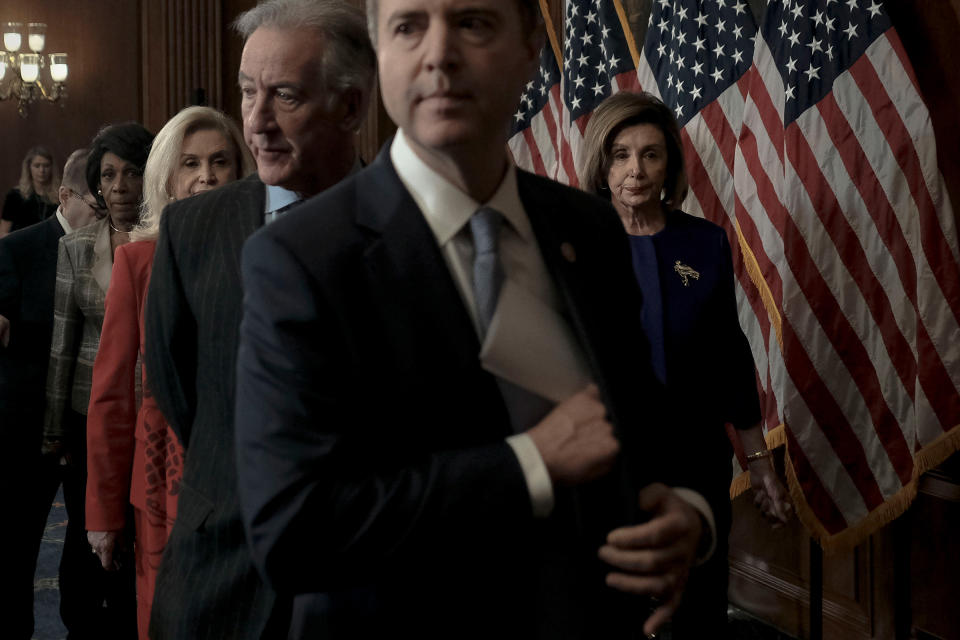 House Democrats unveiled articles of impeachment against President Trump on Dec. 10, charging him with committing two acts of high crimes and misdemeanors: abuse of power and obstruction of Congress. | Gabriella Demczuk for TIME
