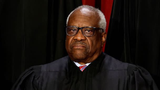 PHOTO: Supreme Court Associate Justice Clarence Thomas poses during a group portrait at the Supreme Court in Washington, Oct. 7, 2022. (Evelyn Hockstein/Reuters, FILE)