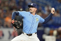 Tampa Bay Rays pitcher Tyler Alexander delivers to the Detroit Tigers during the second inning of a baseball game Wednesday, April 24, 2024, in St. Petersburg, Fla. (AP Photo/Chris O'Meara)