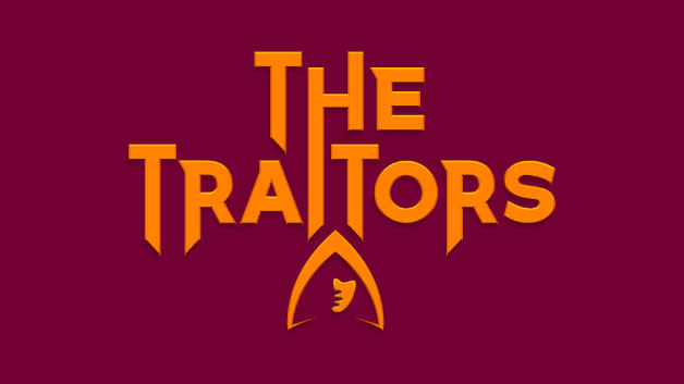  The Traitors UK branding in use - on an envelope seal, the app on a phone screen, on some flags. 