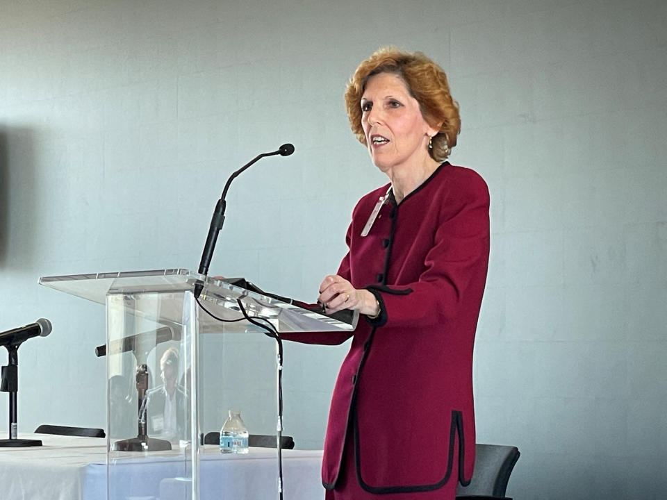 FILE PHOTO: Loretta Mester, president and CEO of the Federal Reserve Bank of Cleveland, speaks at a conference at the Columbia University in New York, U.S., February 29, 2024. REUTERS/Lananh Nguyen/File Photo