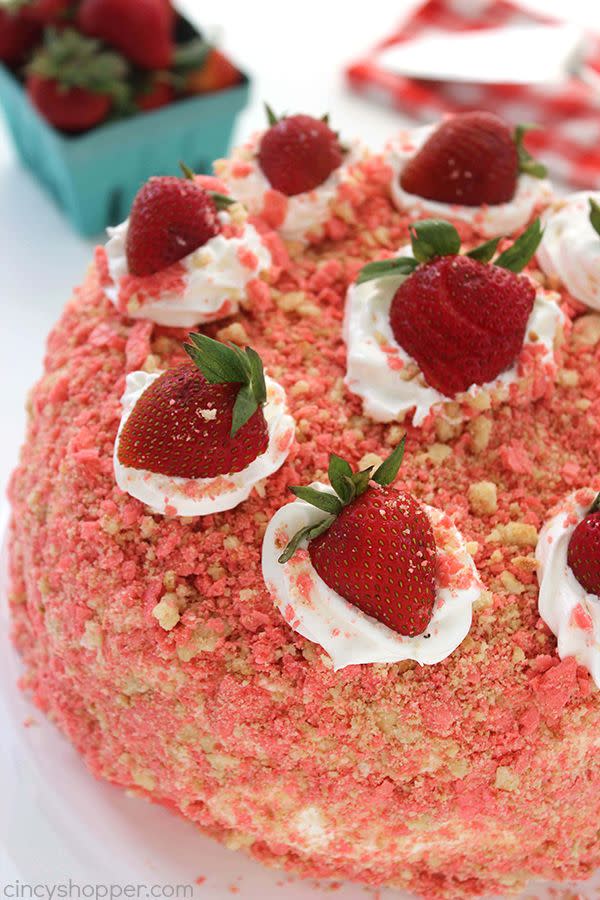 Strawberry Crunch Bar Ice Cream Cake