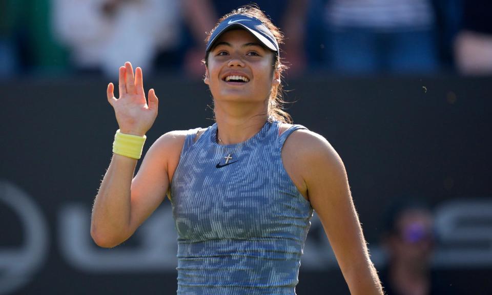 <span>Emma Raducanu beat Sloane Stephens then Jessica Pegula in a positive week at Eastbourne.</span><span>Photograph: Andrew Matthews/PA</span>