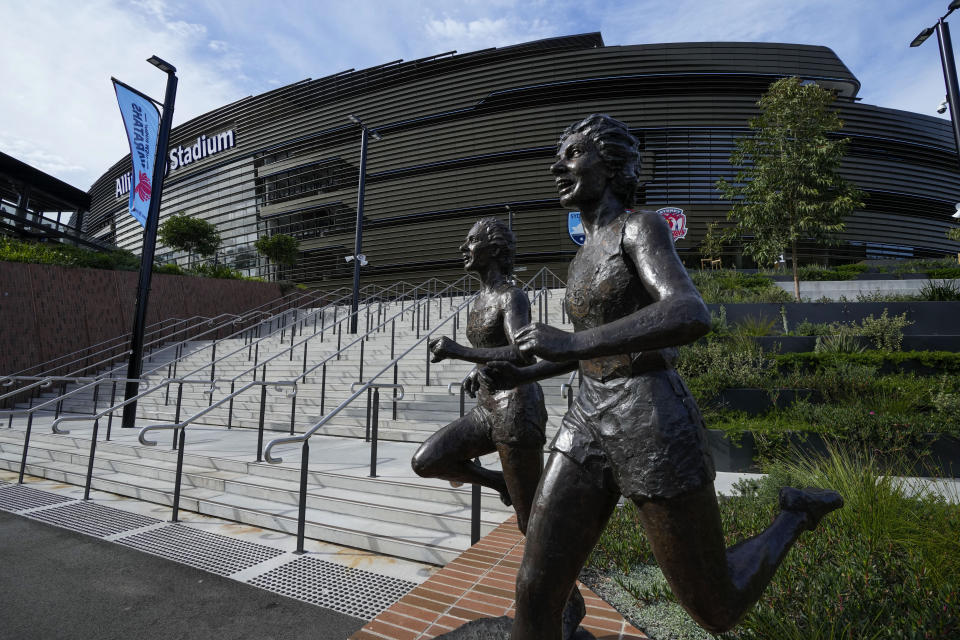 The Sydney Football Stadium in Sydney, Australia, Wednesday, May 31, 2023. The second stadium in Sydney will host pool and some finals matches of the FIFA Women's World Cup in July and August of 2023.(AP Photo/Mark Baker)