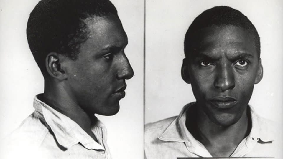 Bayard Rustin as seen in an mugshot on August 3, 1945, at Pennsylvania's Lewisburg Penitentiary following his conviction for failing to register for the draft. - Bureau of Prisons/Donaldson Collection/Michael Ochs Archives/Getty Images