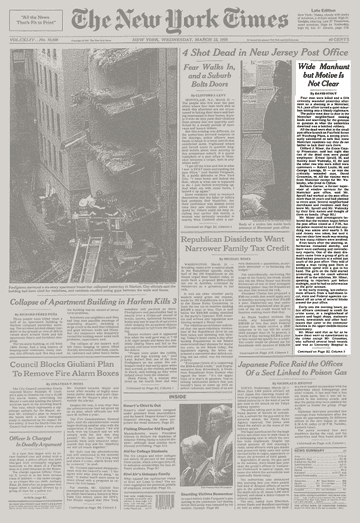 New York Times front page. Source: New York Times website