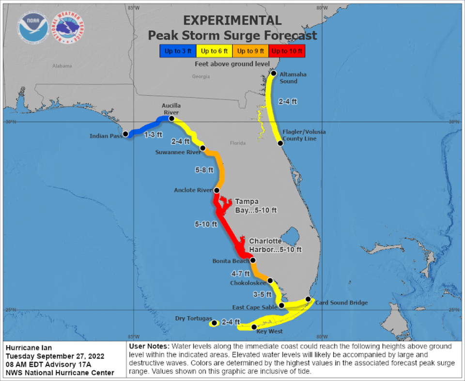 Nearly the entire state of Florida could see storm surge from Hurricane Ian.