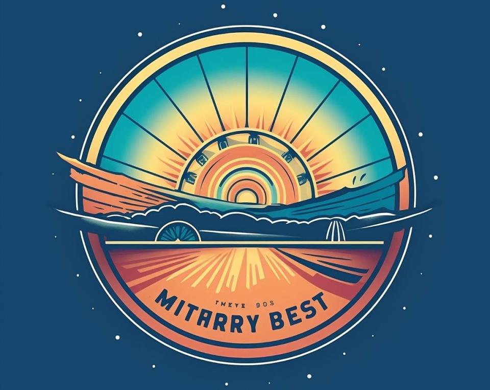 An AI-generated logo shows the name of Myrtle Beach as “Mitarry Best.” Visit Myrtle Beach used AI in a Reddit advertising campaign. Sept. 14, 2023. MMGY Global/Eleanor Nash