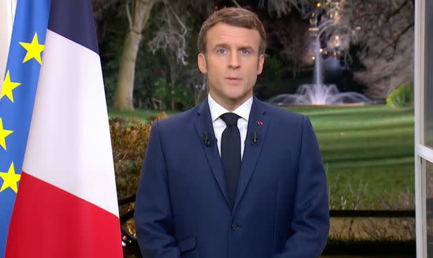 Dans son allocution du 31 décembre, le président de la République Emmanuel Macron a émis le vœu que 2022 soit l'année de sortie de l'épidémie, et ce alors que le variant Omicron provoque des niveaux de contaminations jamais vus. (Photo: Capture d'écran Élysée)