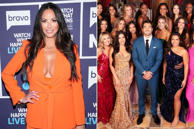 <p>Charles Sykes/Bravo/Getty; Disney/Michael Kirchoff</p> Kristen Doute (left) and 'The Bachelor' Season 28 Cast (right)