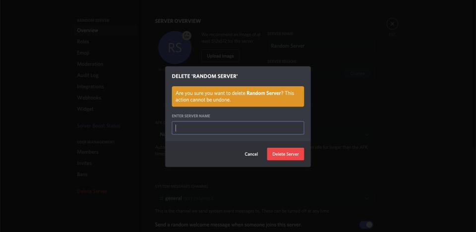 How to delete a Discord server   3