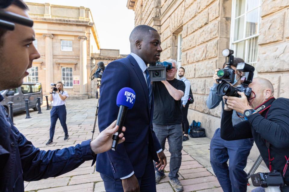Benjamin Mendy arrives at Chester Crown Court (David Rawcliffe/PA) (PA Wire)