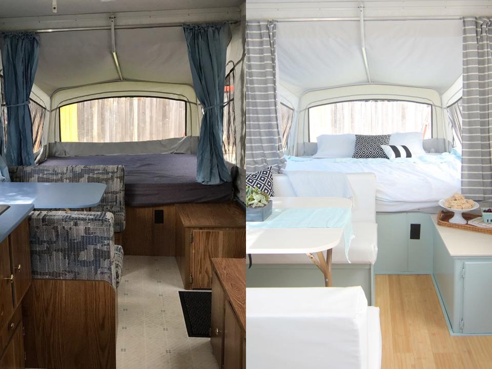 Mike trailer before and after
