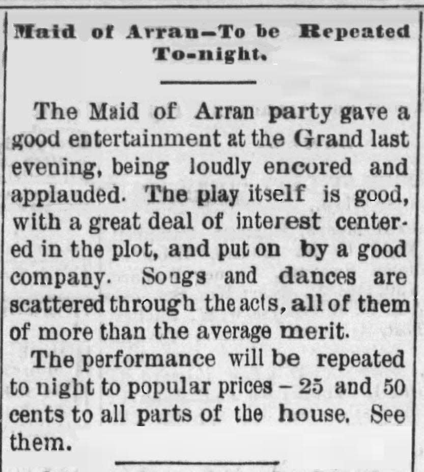 The May 9, 1883 Richmond Item complimented L. Frank Baum’ play, even promoting it’s final performance. The actors disbanded afterwards because it was not the financial success Baum had hoped for.