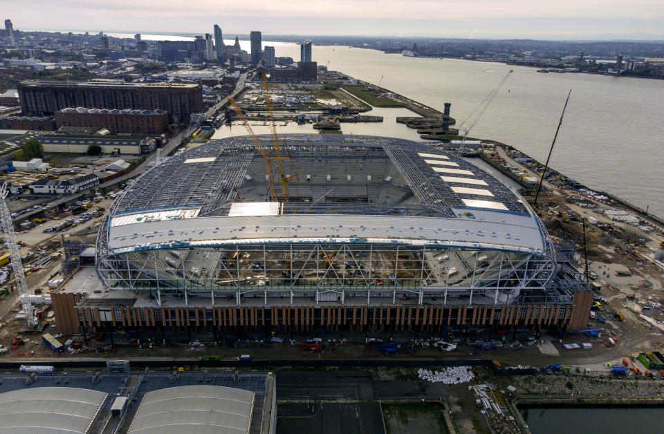 Construction work on the site of Everton football club's new stadium in Liverpool. 