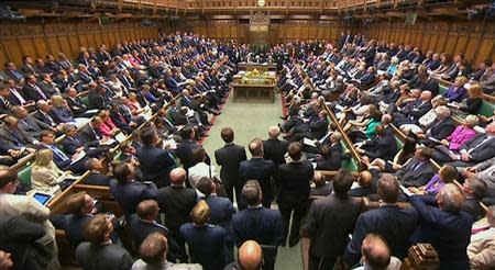 Members of Parliament are seen attending a session of Parliament in the House of Commons, called to discuss the Syria crisis, in this still image taken from video, in London August in this 29, 2013 file picture. REUTERS/UK Parliament via Reuters TV