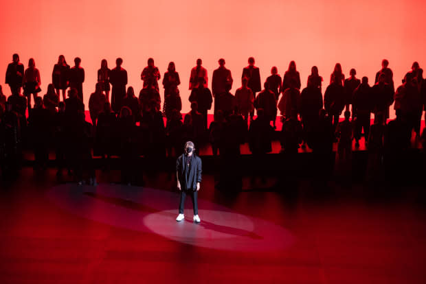 Pierpaolo Piccioli at the finale for Valentino's Fall 2021 collection.