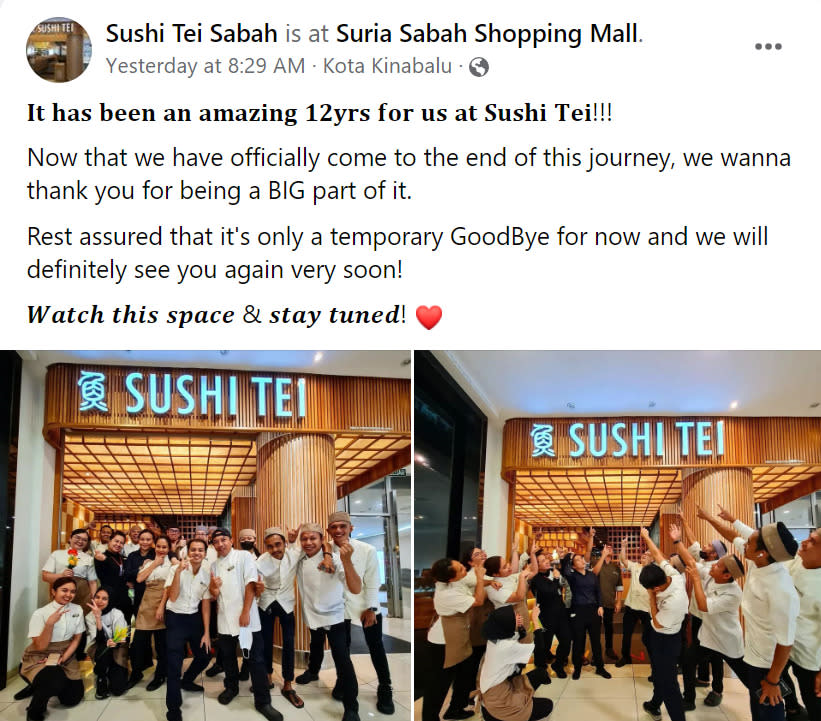 Sushi Tei Malaysia - Sabah Facebook post