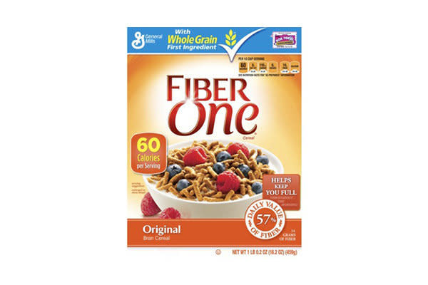 <strong>Mueller says:&nbsp;B+, because of fiber.</strong><br /><br />30g per serving<br />120 calories<br />1g fat<br />14g fiber<br />2g protein<br />0g sugar<br /><br />Ingredients: Whole Grain Wheat, Corn Bran, Modified Wheat Starch, Guar Gum, Color (caramel color and annatto extract) Salt, Baking Soda, Sucralose, Natural Flavor.