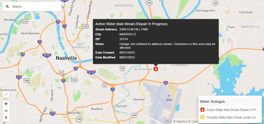 (Source: Metro Water Services outage map)