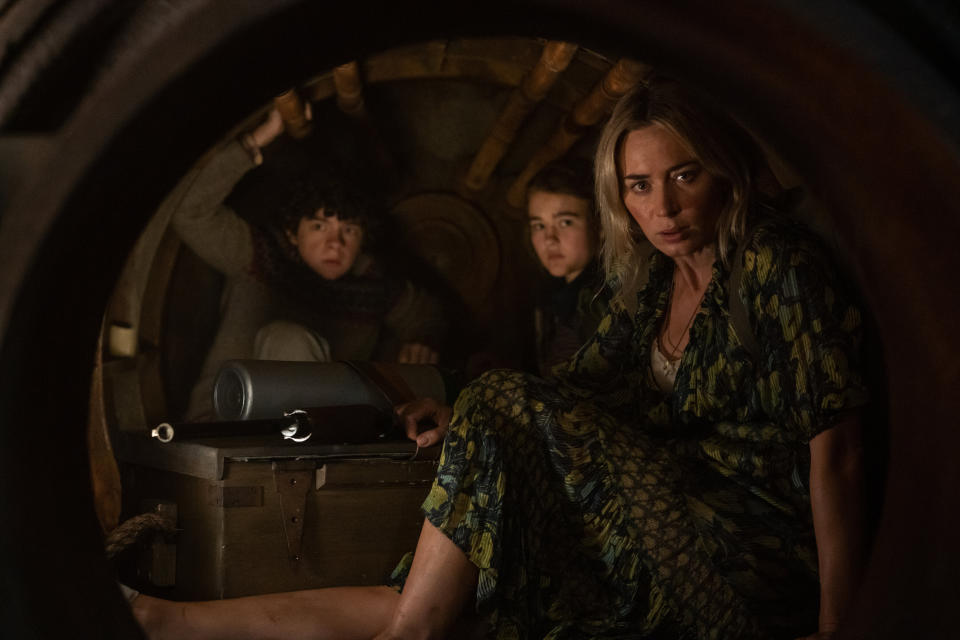 Noah Jupe, left, Millicent Simmonds and Emily Blunt in "A Quiet Place Part II." (Photo: Paramount Pictures)