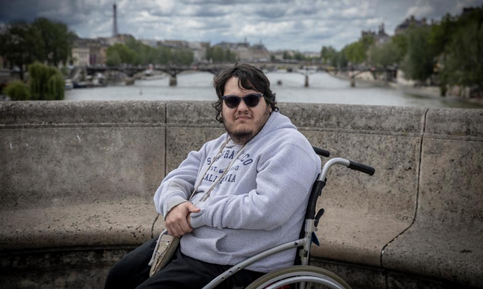 <span>Student actor Cedric Alvarez was left stranded on arrival at London St Pancras after station staff told him they were no longer allowed to wheel his chair.</span><span>Photograph: Kiran Ridley</span>