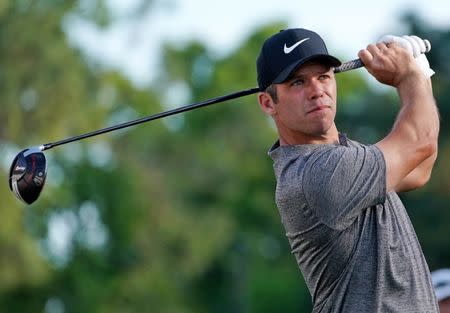 Mar 23, 2019; Palm Harbor, FL, USA; Paul Casey plays his shot from the 18th tee during the third round of the Valspar Championship golf tournament at Innisbrook Resort - Copperhead Course. Mandatory Credit: Jasen Vinlove-USA TODAY Sports