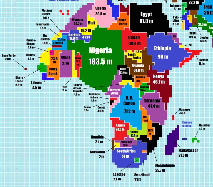 Here's what the world would look like if countries were as big as their