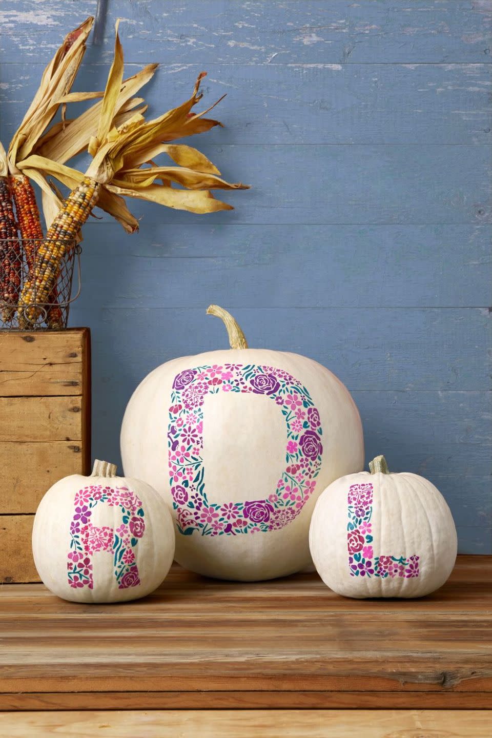 Floral Monogram Pumpkin