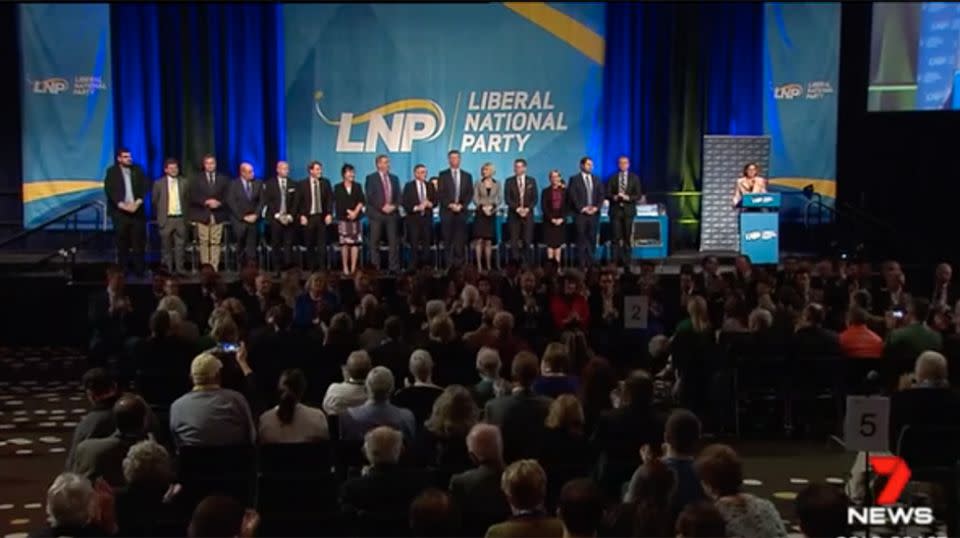Ms Patterson had plenty of supporters at Sunday's LNP state convention. Source: 7 News