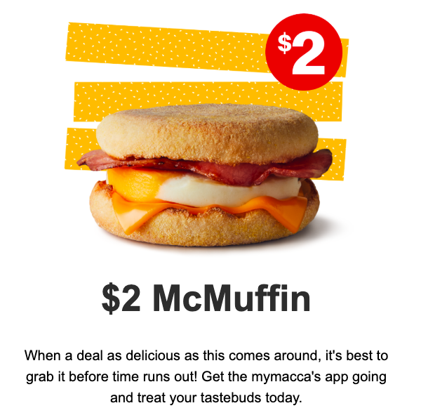$2 McMuffin on the MyMaccas app.