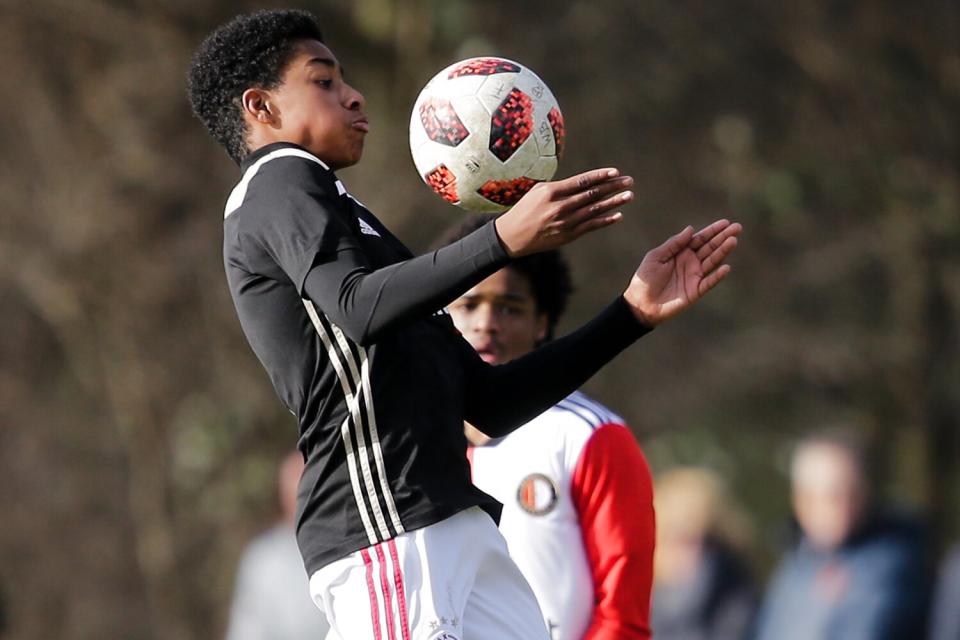 Youth Soccer Player, 16, Dies in Car Accident Noah Gesser of Ajax U14 during the match between Feyenoord U14 v Ajax U14 on February 9, 2019 in Rotterdam Netherlands.