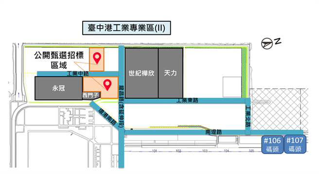 台中港工業專業區(II)約12公頃土地投資案區域。（台中港務分公司提供）