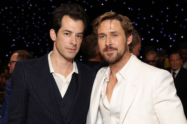 <p>Kevin Mazur/Getty Images</p> Mark Ronson and Ryan Gosling at the 2024 Critics Choice Awards