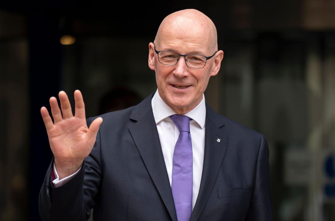 First Minister John Swinney during a visit to see a new CT scanner which delivers additional diagnostic capacity at St John's Hospital, Livingston, West Lothian. Picture date: Friday May 10, 2024.