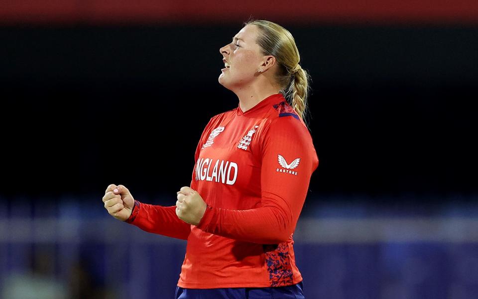 Sophie Ecclestone celebrates a wicket