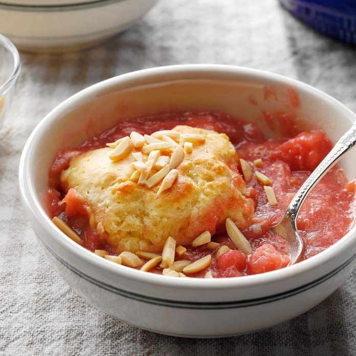 Almond Rhubarb Cobbler