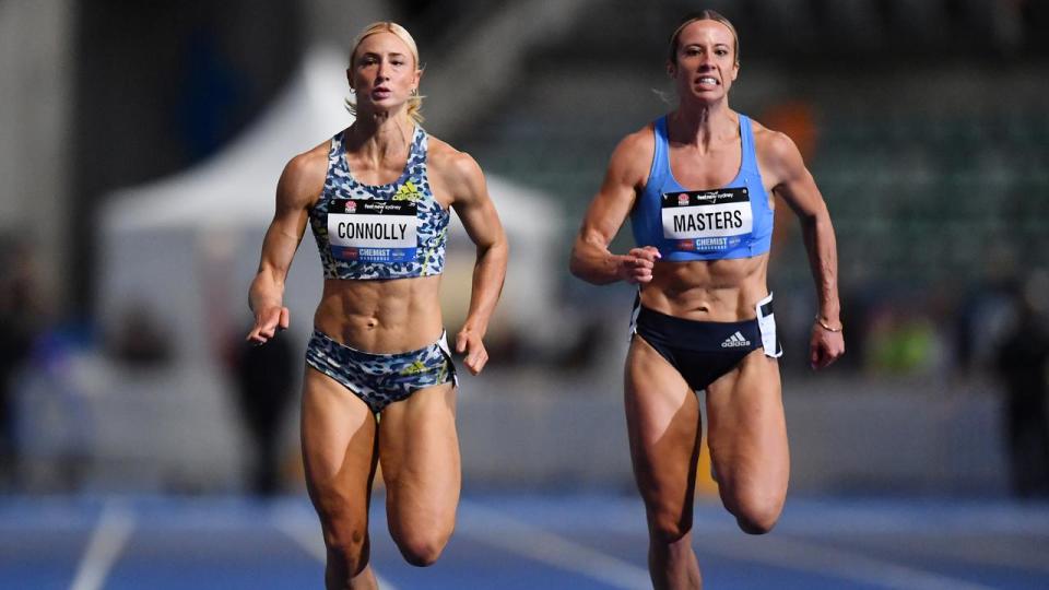 Ella Connolly and Bree Masters contesting a sprint race.