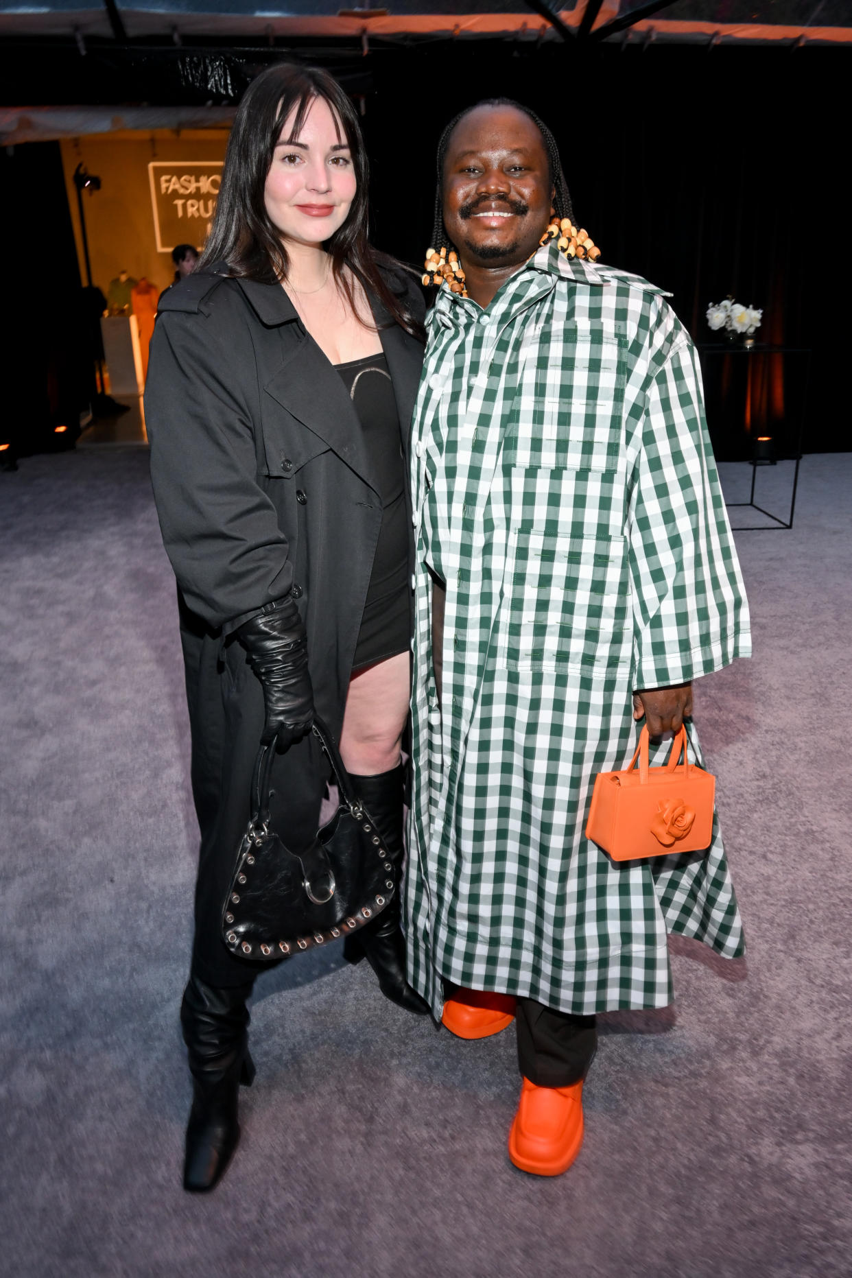 Elena Velez and Jacques Agbobly at the Fashion Trust U.S. Awards held at Goya Studios on March 21, 2023 in Los Angeles, California.
