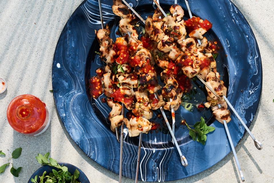 Chicken Spiedie Skewers with Italian Dressing